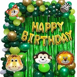 Printed Pack of 100 Pcs Jungle Theme Birthday Party Decoration items For Kids Combo Balloon-image-18