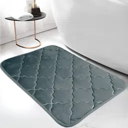 Story@home Grey Textured Microfiber Anti Skid 210 GSM Bath Mat-42