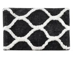 Aura Grey & White Printed Rectangular 1850 GSM Anti Skid Bath Rug image 5