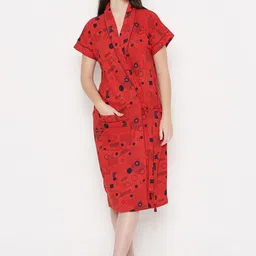 Sand Dune Women Printed Terry Cotton Bath Robe-image-36