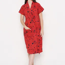 Sand Dune Women Printed Terry Cotton Bath Robe-image-37