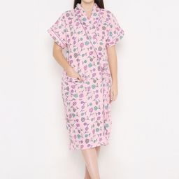 Sand Dune Women Printed Terry cotton Bath Robe-image-81