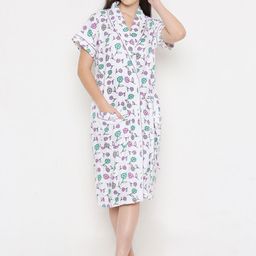 Sand Dune Women Printed Terry Cotton Bath Robe-image-97