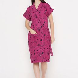 Sand Dune Women Printed V-Neck Bath Robe-image-26