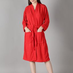 HotGown Women Red Solid Bath Robe-20