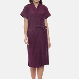 GOLDSTROMS Women Magenta Solid Bath Robe-image-13