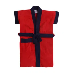 BUMZEE Boys Red & Navy Blue Solid Bath Robe-8