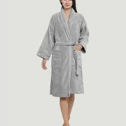 MYTRIDENT Grey Pure Cotton Soft & Comfortable Bathrobe image 3