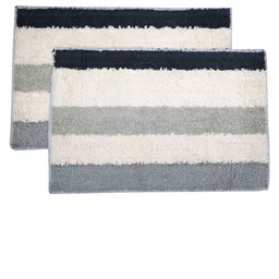 Ariana Set of 2 Grey & Beige Striped 1600 GSM Anti-Skid Bath Mats-11