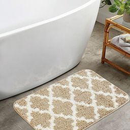 OBSESSIONS Beige & White 1400 GSM Anti-Skid Bath Rug-19