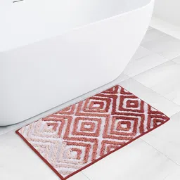 OBSESSIONS Red 2200 GSM Cotton Anti-Skid Bath Rugs-10