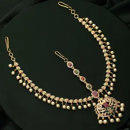 Jazz and Sizzle Gold-Plated AD-Studded & Beaded Matha Patti-image-69
