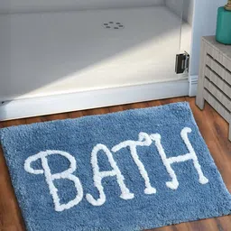 AEROHAVEN Turquoise-Blue & White Printed 1850 GSM Microfiber Anti-Skid Bath Rug-12