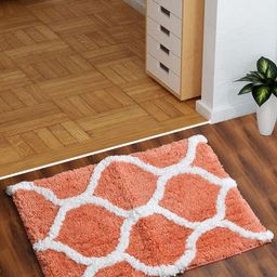 AEROHAVEN Peach-Coloured & White Anti-Skid Stain Ressistant Microfibre Bath mat-image-86