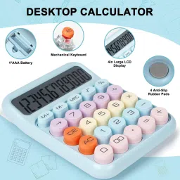 prsvike 9852 Cute 12 Digit Large LCD Display, Big Round Button, Easy To Press For School BasicCalculator image 3