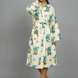 HANDICRAFT PALACE Women Printed Pure Cotton Bath Robe With Belt-46
