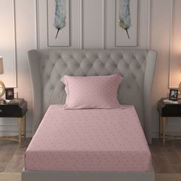 BLUE DAHLIA Rose Geometric 300 TC Single Bedsheet with 1 Pillow Covers-image-14