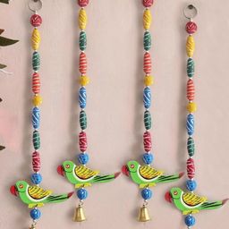 TIED RIBBONS Green& Red Set of 4 Parrot Bamboo-Wood Wall Door Hangings Toran Latkan-22
