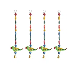 TIED RIBBONS Green& Red Set of 4 Parrot Bamboo-Wood Wall Door Hangings Toran Latkan image 2