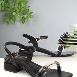 Carlton London Square Toe Block Heels With Buckles-8