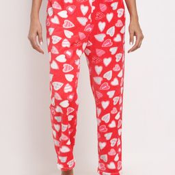 NEUDIS Women Red & White Printed Fleece Lounge Pants-image-62