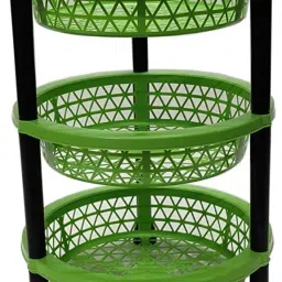 Kitchen Rack Basket for Office Use Fruits and Vegetable (Plastic, Multicolor) Plastic Kitchen Trolley-23