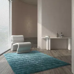 jaipur rugs Blue Solid Viscose 6 ft x 9 ft Hand Tufted Carpet-picture-1