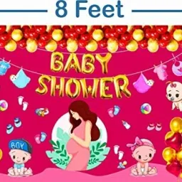 Baby shower Backdrop Background Decorative size 5ft Hight & 8ft Width Curtain Fabric-image-9