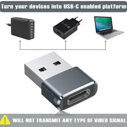 jihaan Grey usb type c 2 Pack Mini USB C Type C Adapter Plug, Type C Female to USB A Male Phone Converter-12