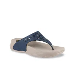 WELCOME Navy Blue Textured Comfort Heels-35