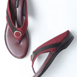 Walkfree Colourblocked Embellished T-Strap Flats-7