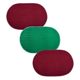 Kuber Industries Maroon & Green 3 Pieces Anti-Skid Oval Shaped Doormats-14