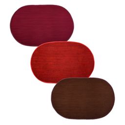 Kuber Industries Red & Maroon 3 Pieces Anti-Skid Oval Shaped Doormats-58