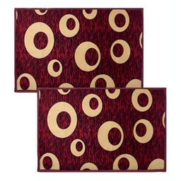 Kuber Industries Maroon 2 Pieces Printed Anti-Skid Rectangle Shaped Doormats-91