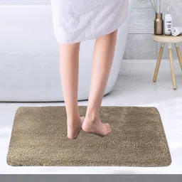 LUXEHOME INTERNATIONAL Taupe Solid Cotton Anti-Skid Doormat-46