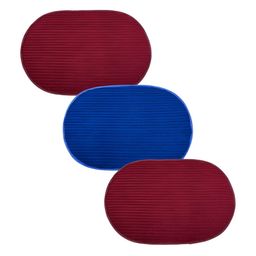 Kuber Industries Maroon & Blue 3 Pieces Striped Anti-Skid Oval Shaped Doormats-48