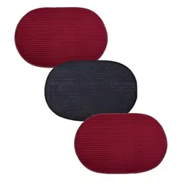 Kuber Industries Grey & Maroon 3 Pieces Anti-Skid Oval Shaped Doormats-image-89