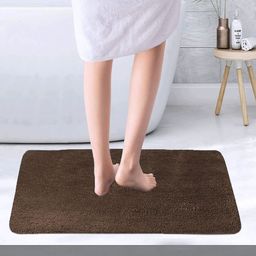 LUXEHOME INTERNATIONAL Brown Solid Anti-Skid Rectangular Doormats-57
