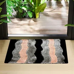 Kuber Industries Brown & Grey 2 Pieces Geometric Pattern Anti-Slip Doormats-51