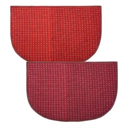 Kuber Industries Red & Maroon 2 Pieces Printed Anti-Skid D-Shaped Doormats-82