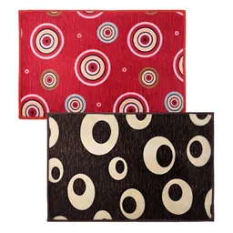 Kuber Industries Red & Brown 2 Pieces Printed Anti-Skid Doormats-image-81
