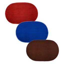 Kuber Industries Red & Green 3 Pieces Anti-Skid Oval Shaped Doormats-image-99