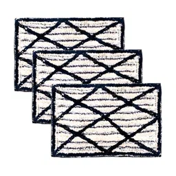 Kuber Industries 3Pcs Navyblue & White Self-Design Dust Trapper Mat-53