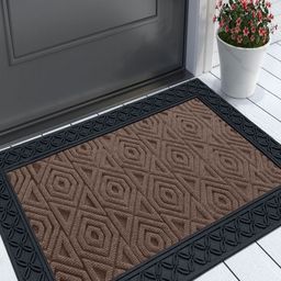 LUXEHOME INTERNATIONAL Brown & Black Hexagonal Patterned Rectangular Anti-Skid Doormat-1