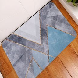 Kuber Industries Grey & Blue Geometric Print Anti Skid Doormat-10
