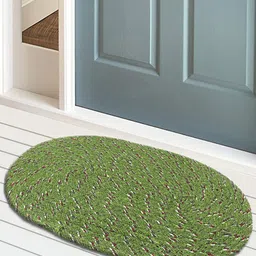 Kuber Industries Set of 4 Green Solid Anti-Skid Cotton Doormats-13