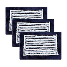 Kuber Industries 3Pcs Blue & White Self-Design Dust Trapper Mat-26