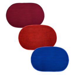 Kuber Industries Red & Maroon 3 Pieces Striped Anti-Skid Oval Shaped Doormats-86