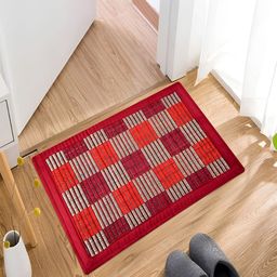 Kuber Industries Maroon & Grey Woven Design Reversible Doormats-51