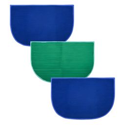 Kuber Industries Blue & Green 3 Pieces Striped Anti-Skid D-Shaped Doormats-21